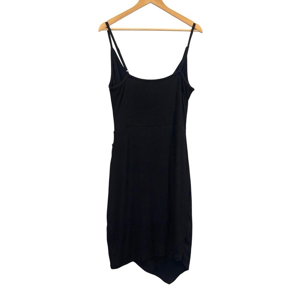 41 Hawthorn Black Wrap Front Ribbed Knit Midi Dress Comfy Modal Blend Size L NWT - Picture 2 of 6